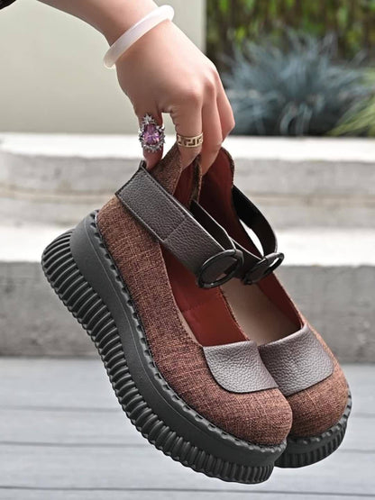 Damen Vintage Mary Jane Plateau-Schuhe für Alltag und Freizeit