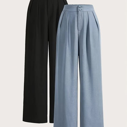 Damen Weite High-Waist Anzughose Elegant Büro & Freizeit