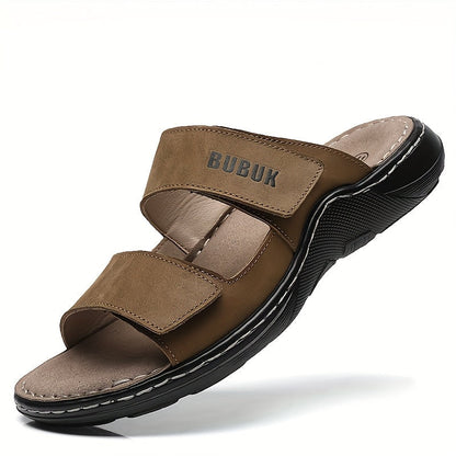 Herren Komfort Sandalen BUBUK – Bequeme Freizeitsandalen mit Doppelt Klettverschluss für Alltag und Freizeit
