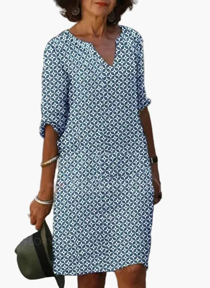Damen Sommer Freizeitkleid mit Muster – Luftig, Bequem & Vielseitig für Alltag und Urlaub