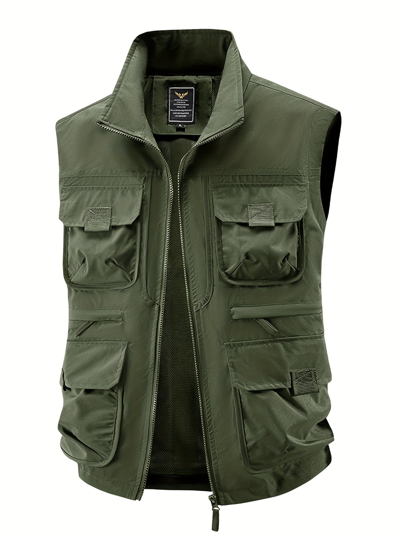 Herren Outdoor Utility Weste mit Stehkragen – Multifunktionsweste für Angeln, Wandern, Freizeit