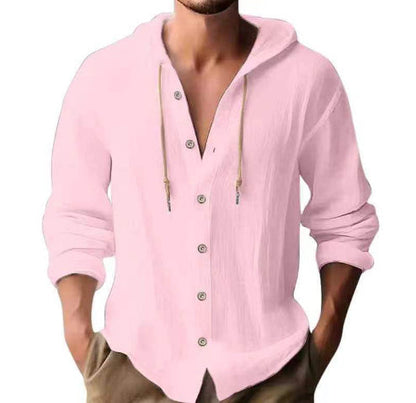 Andy – Kapuzenpullover aus Baumwollmischung – Veganes Leinen mit Knopfleiste