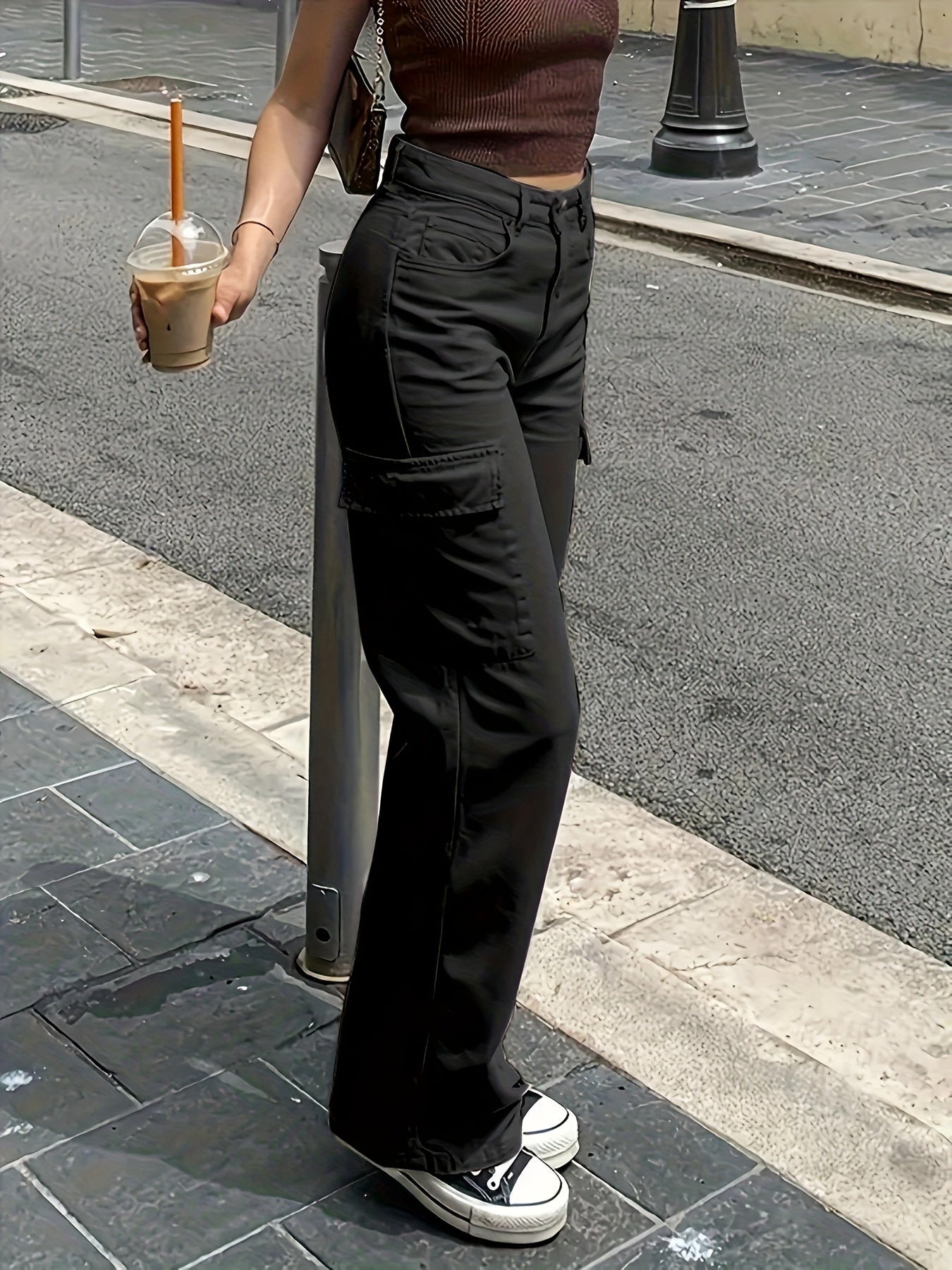 Damen Cargo Hose mit weitem Bein – Modische Freizeit- und Streetwear Hose für Frühling und Sommer