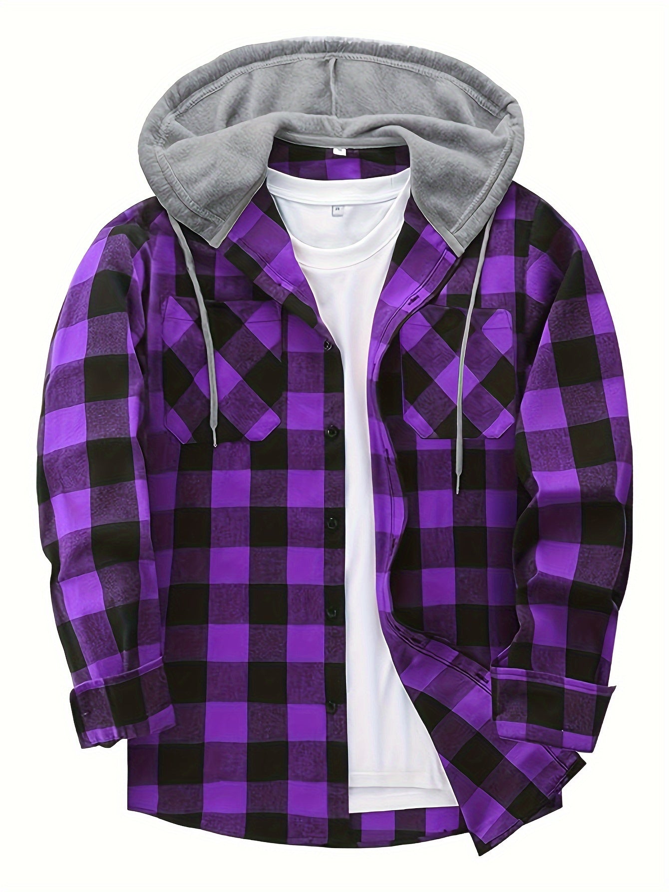 Herren Karohemd mit Kapuze und T-Shirt-Layer – Lässiges Outdoor Overshirt