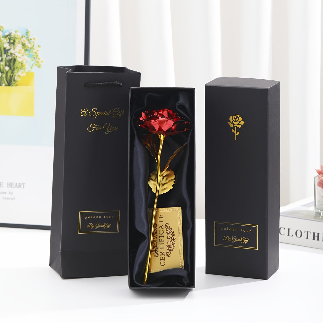 Edle Geschenkrose im Geschenkkarton – Dekorative Blume für Muttertag, Damen, Geschenkidee, Wohnaccessoire