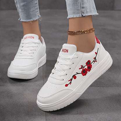 Damen Sneaker im eleganten Stil mit floraler Stickerei – Bequeme Freizeitschuhe für Alltag und Streetwear