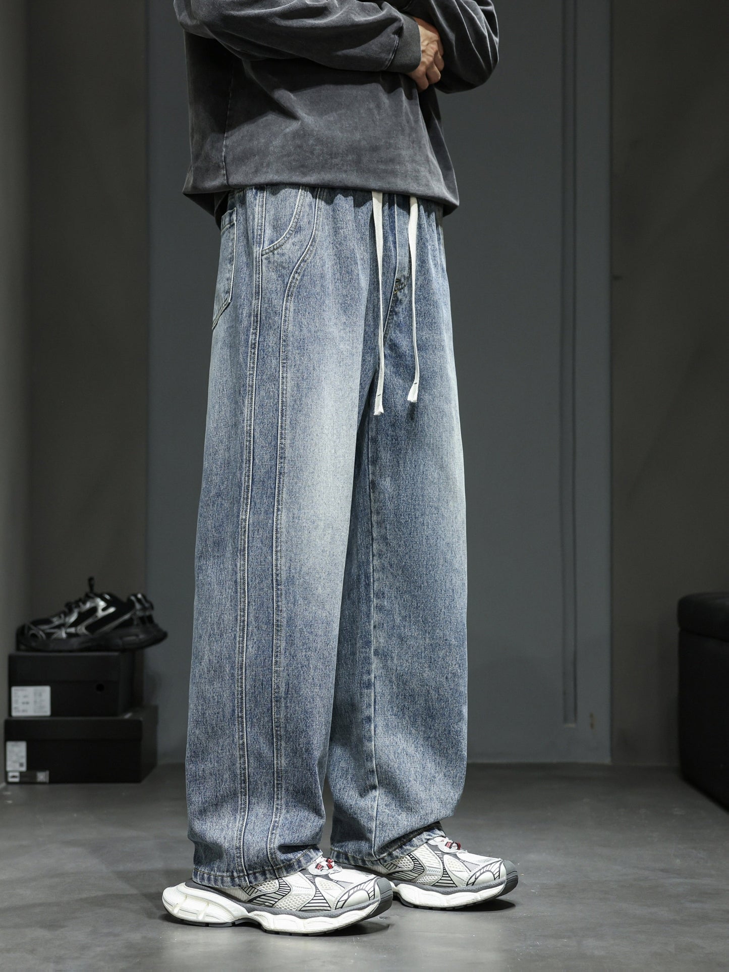 Herren Baggy Jeans im Urban Streetwear Stil – Weite Passform für Freizeit & Alltag