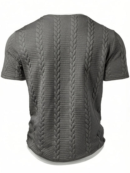 Herren Strick-T-Shirt mit Zopfmuster – Modisches Freizeitshirt für Alltag und Wochenende