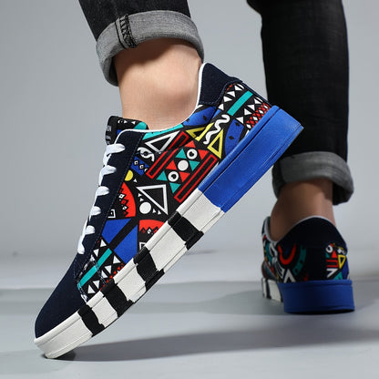 Herren Sneaker mit geometrischem Muster – Modische Freizeitschuhe für Outdoor & Alltag