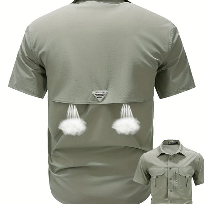 Herren Outdoor Kurzarmhemd mit Belüftung und praktischen Taschen – Funktionelles Freizeithemd