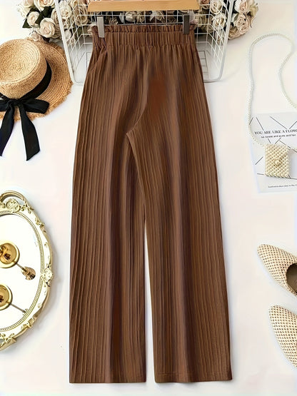 Damen Elegante Plissee-Hose mit Schleife – Weites Bein, Komfortbund, Lässig & Schick für Alltag und Büro