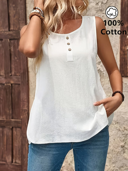 Damen ärmelloses Freizeit-Top mit Knopfleiste – Sommermode für Alltag und Urlaub