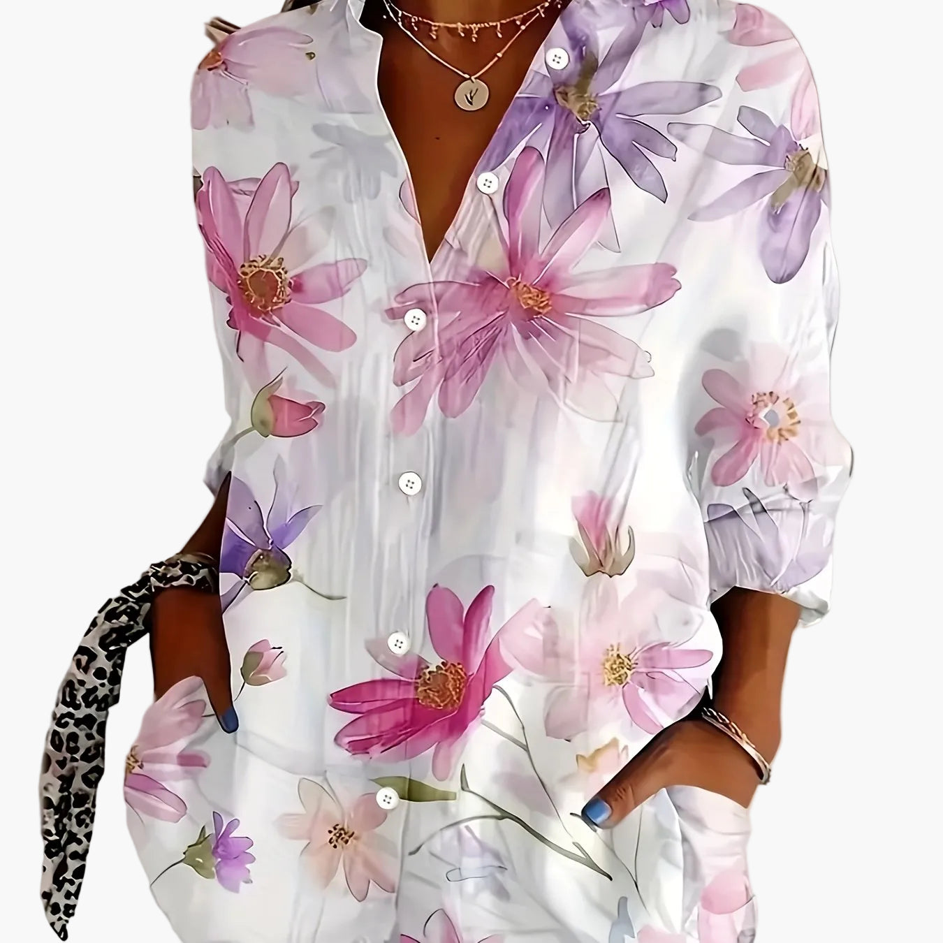Damen Bluse mit Blumenmuster – Elegante Freizeitmode für Frühling und Sommer