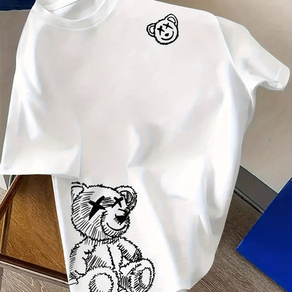 Herren Streetwear T-Shirt mit Kunst-Bär Grafik und modernem Sketch-Design