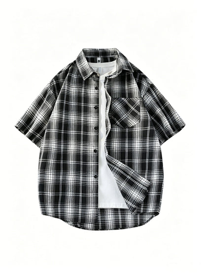 Herren Kurzarm Freizeithemd im Karo-Design – Lässiger Button-Down Stil für Alltag und Freizeit