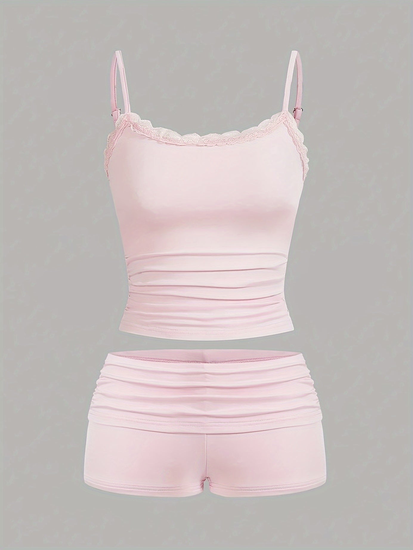 Damen Pyjama-Set mit Spaghettiträgern und Shorts – Feminine Loungewear für entspannte Nächte