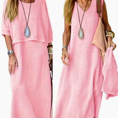 Damen Boho Maxikleid mit Oversize-Look und Halbarm – Lässiges Sommerkleid für Freizeit und Urlaub