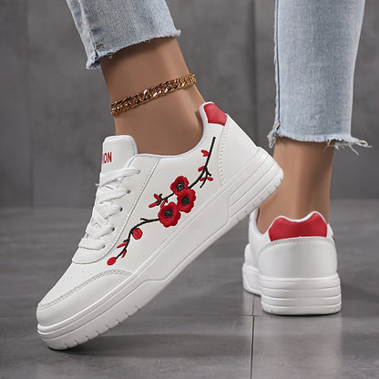Damen Sneaker im eleganten Stil mit floraler Stickerei – Bequeme Freizeitschuhe für Alltag und Streetwear