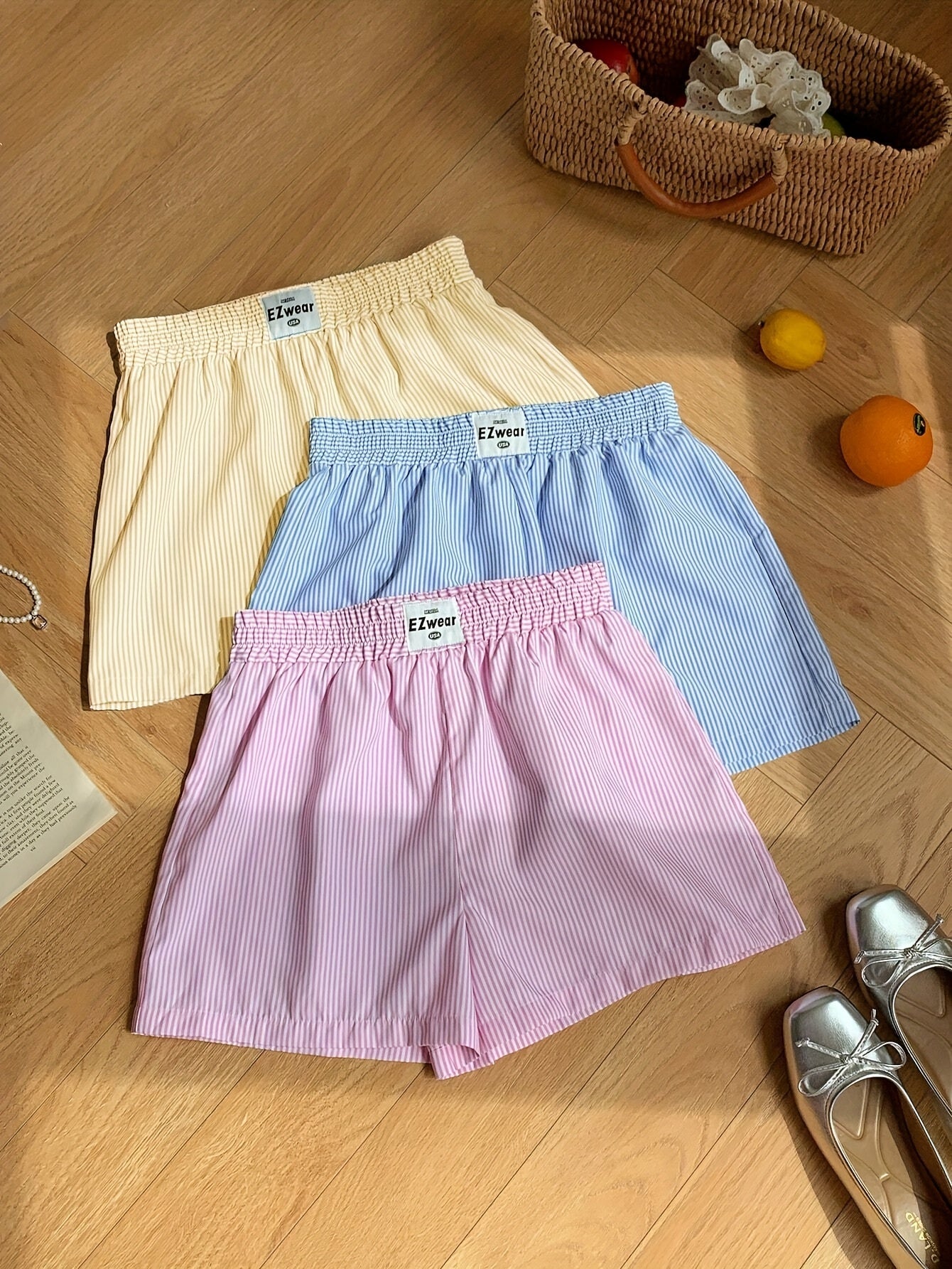 Damen Pyjama Shorts Set – Gestreifte lockere Homewear, bequem & stilvoll