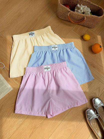 Damen Pyjama Shorts Set – Gestreifte lockere Homewear, bequem & stilvoll