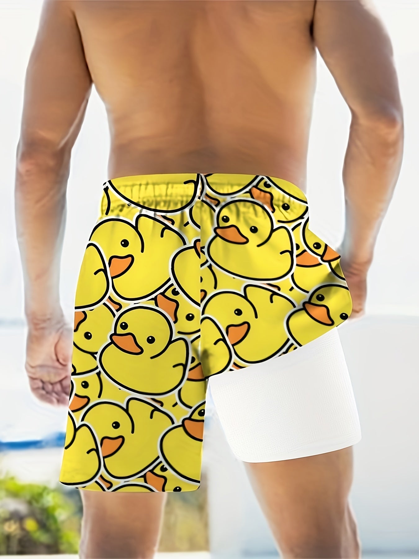 Herren Badeshorts mit Gummienten-Motiv – Lustige Schwimmshorts für Strand und Pool