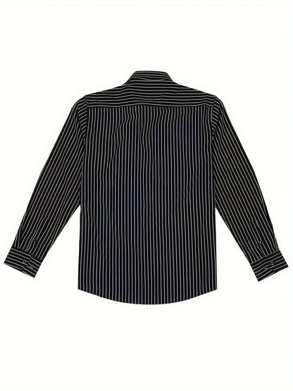 Herren Business-Freizeit Hemd mit modischen Streifen – Slim Fit, Langarm, Ideal für Büro und Alltag