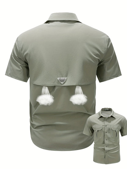 Herren Outdoor Kurzarmhemd mit Belüftung und praktischen Taschen – Funktionelles Freizeithemd