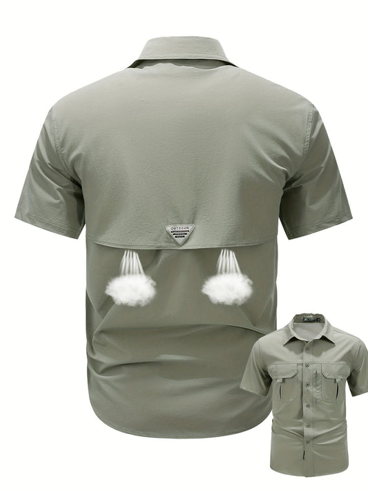 Herren Outdoor Kurzarmhemd mit Belüftung und praktischen Taschen – Funktionelles Freizeithemd