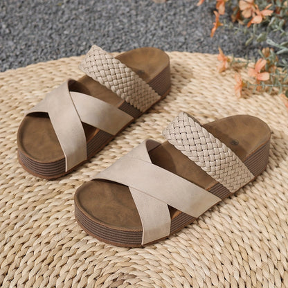 Damen Komfort Plateau-Sandalen mit Geflochtenen Riemen – Stilvolle Freizeitschuhe für Alltag und Urlaub