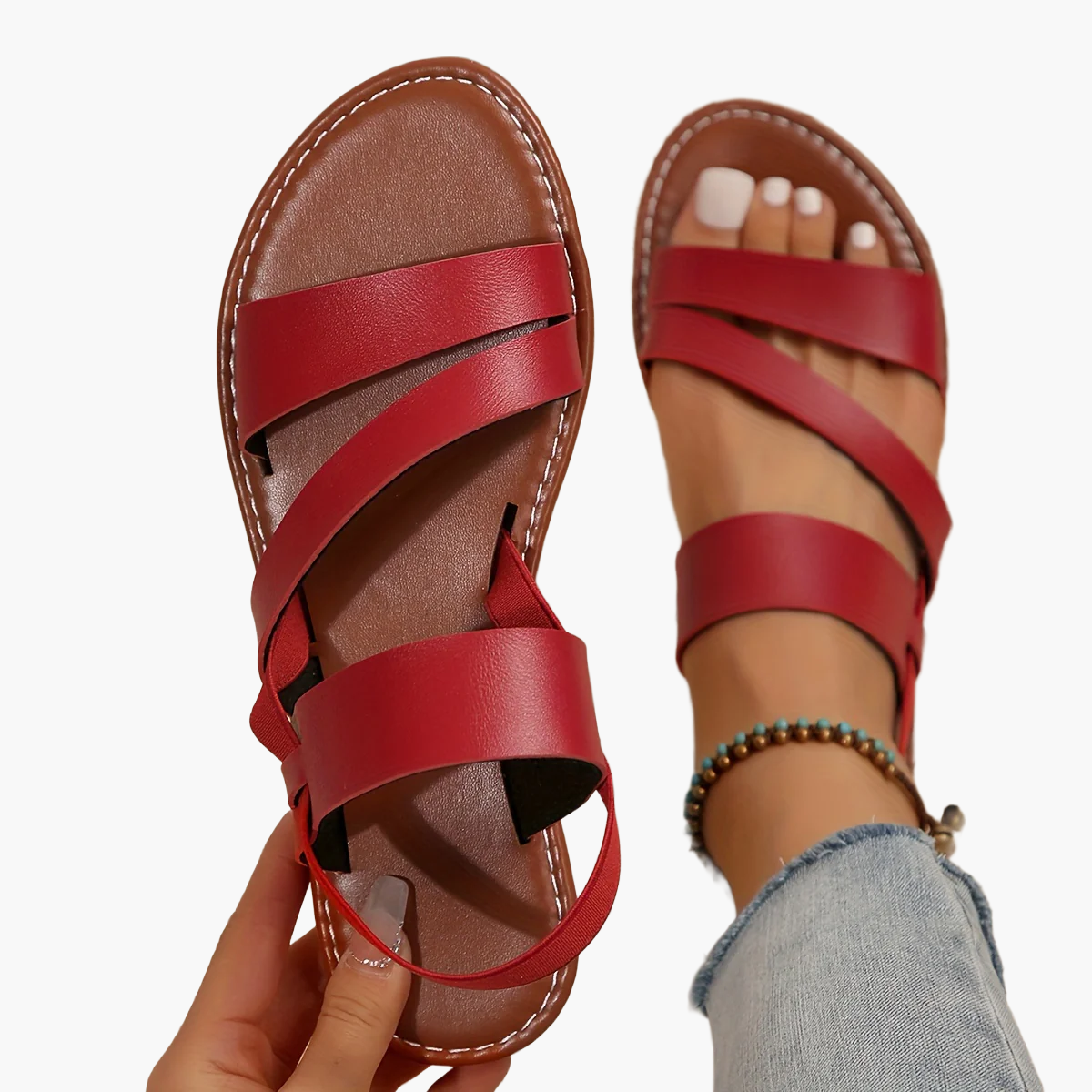 Damen Sommer-Sandalen mit Kreuzriemen für Freizeit und Alltag