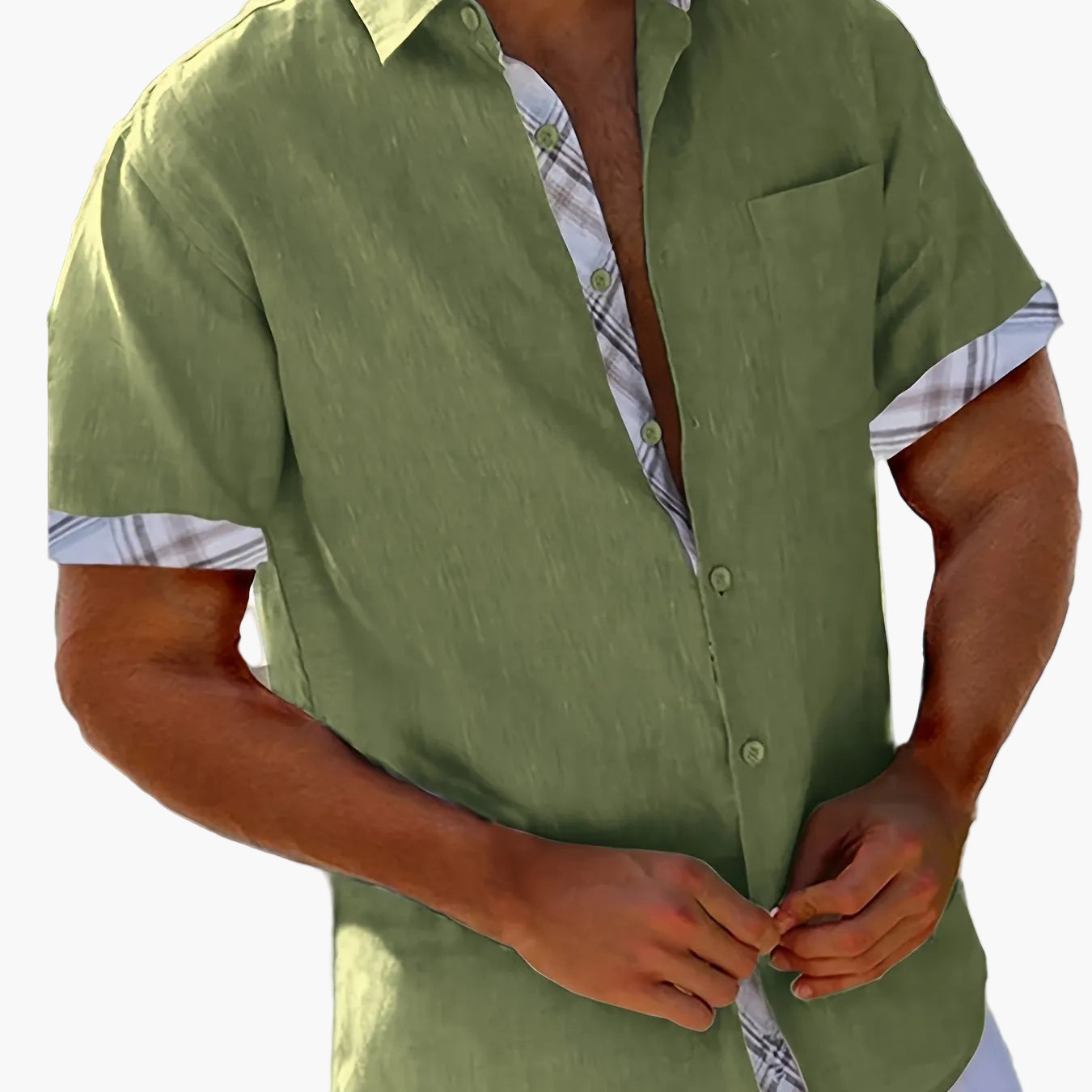 Herren Freizeithemd Kurzarm mit Kontrastdetails – Perfekt für Sommer & Strand
