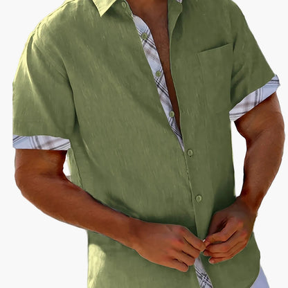 Herren Freizeithemd Kurzarm mit Kontrastdetails – Perfekt für Sommer & Strand