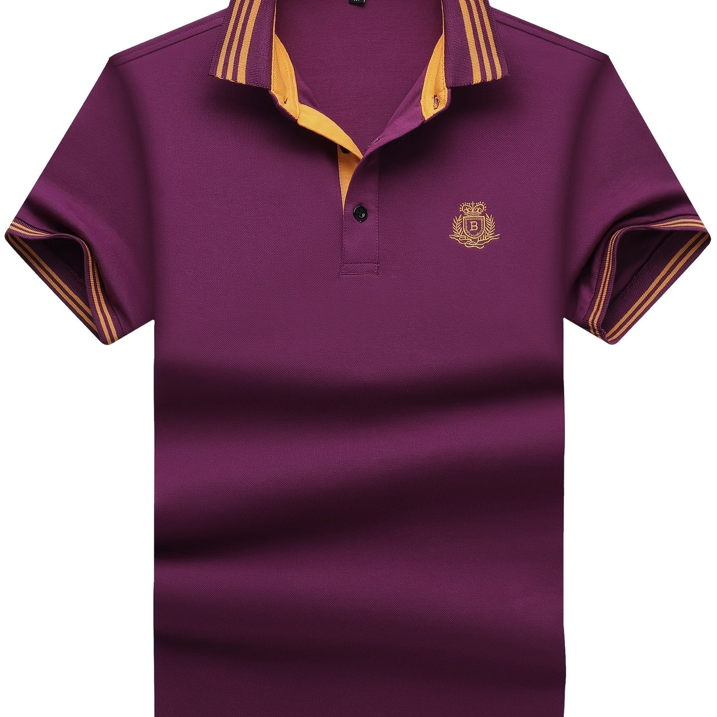 Herren Polo Shirt Klassisch Sportlich mit gesticktem Wappen und Kontrastkragen – Freizeit & Business