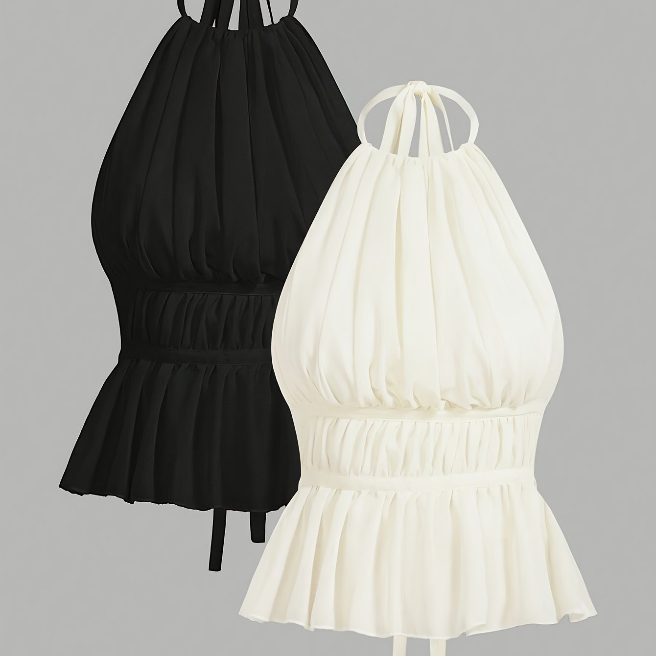 Damen Haltertop mit Raffung und Schößchen – Elegantes, feminines Oberteil für Alltag und besondere Anlässe