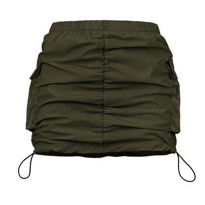 Damen Utility Minirock mit Kordelzug und Cargo-Taschen – Moderner Streetstyle