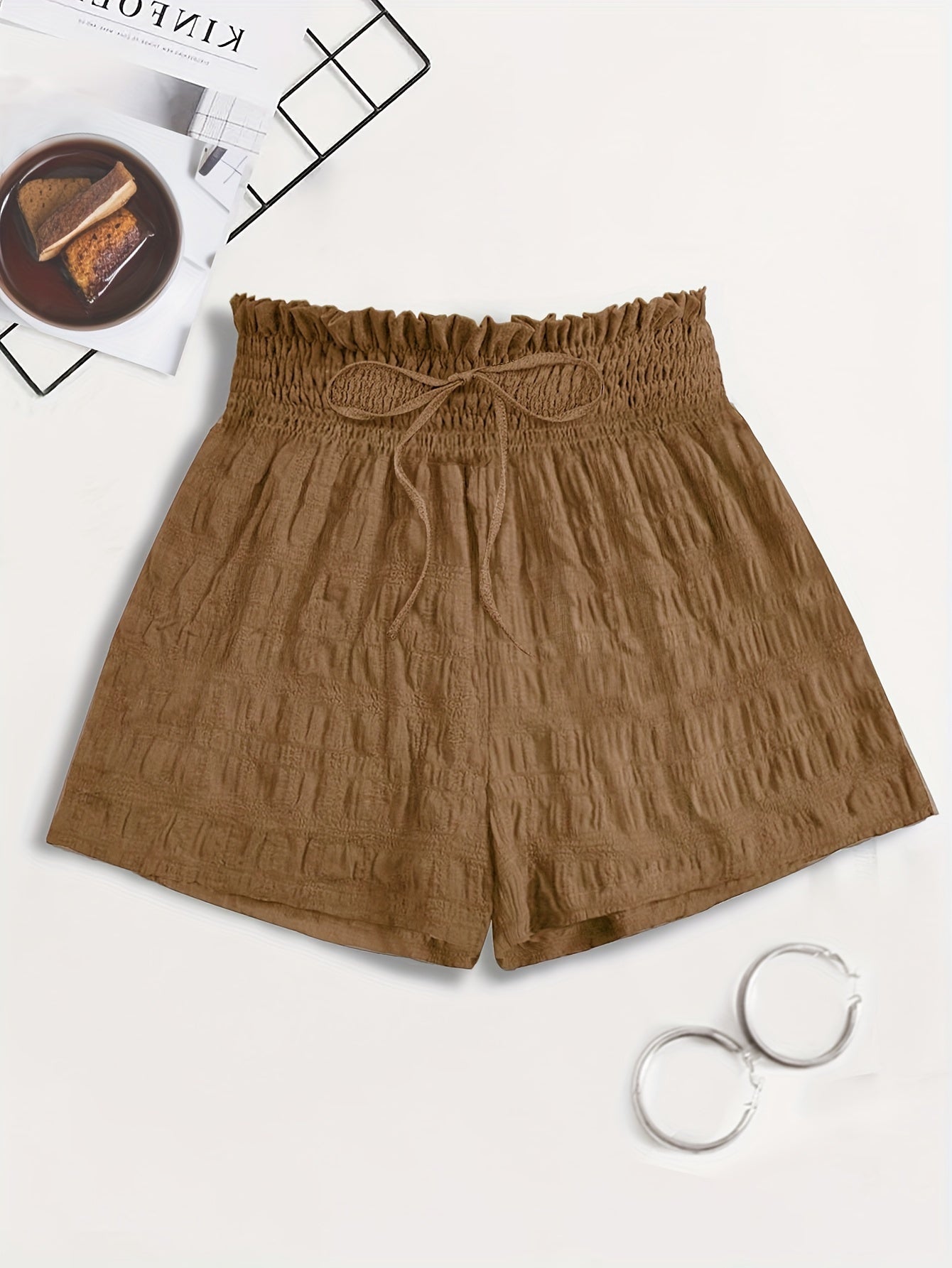 Damen Sommer-Shorts mit Paperbag-Bund und Kordelzug, Freizeit Trendshorts