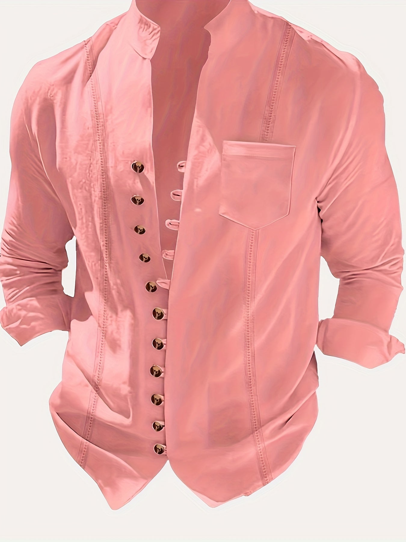 Herren Stehkragen Hemd Elegant Freizeit Langarm Modernes Design