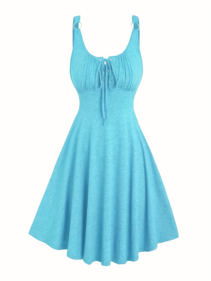 Damen Skaterkleid im Freizeitstil mit Schnürung und Schwingrock – Ideal für Alltag und Sommer