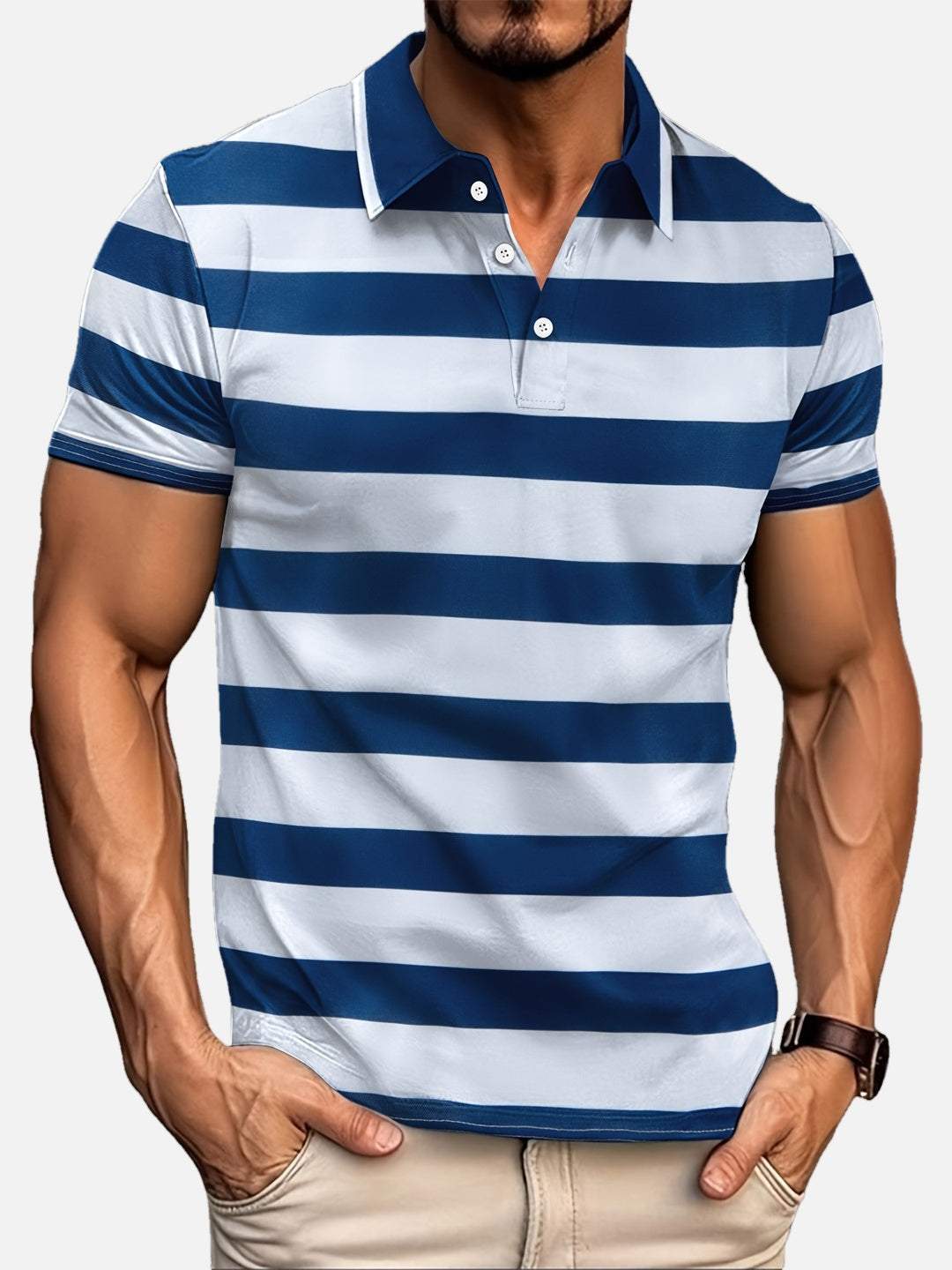 Herren Polo-Shirt mit Streifenmuster – Moderner Freizeit-Look für Alltag und Büro