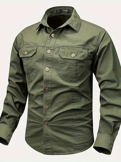 Herren Outdoor-Freizeithemd im Utility-Stil – Langarm, Casual, ideal für Abenteuer und Alltag