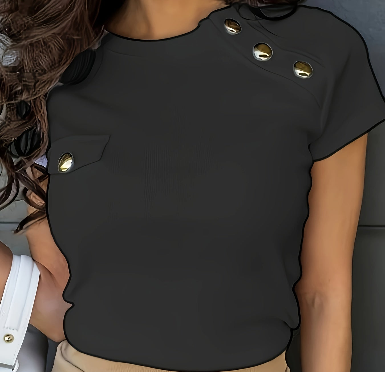Damen Modernes Shirt mit Knopfdetails und Stilvollem Schnitt – Elegantes Freizeit- und Business-Oberteil