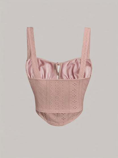 Damen Bustier Top im Corsagen-Stil mit Stickerei und Schleifendetail – Modisches Sommer-Oberteil für Alltag und Party