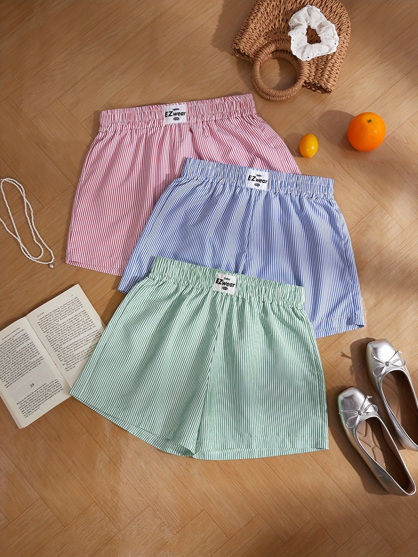 Damen Pyjama Shorts Set – Gestreifte lockere Homewear, bequem & stilvoll