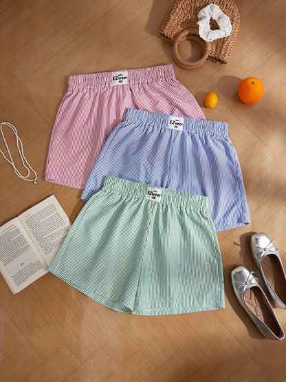 Damen Pyjama Shorts Set – Gestreifte lockere Homewear, bequem & stilvoll