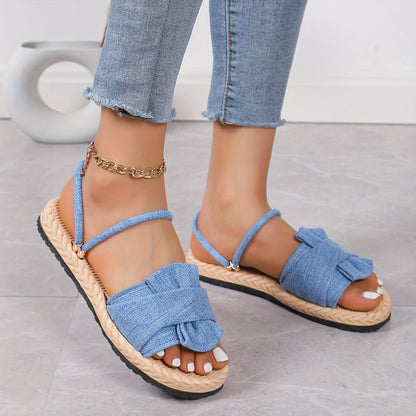 Damen Sommer Sandalen mit Schleife und Knöchelriemen – Modische Freizeitschuhe für Alltag und Urlaub