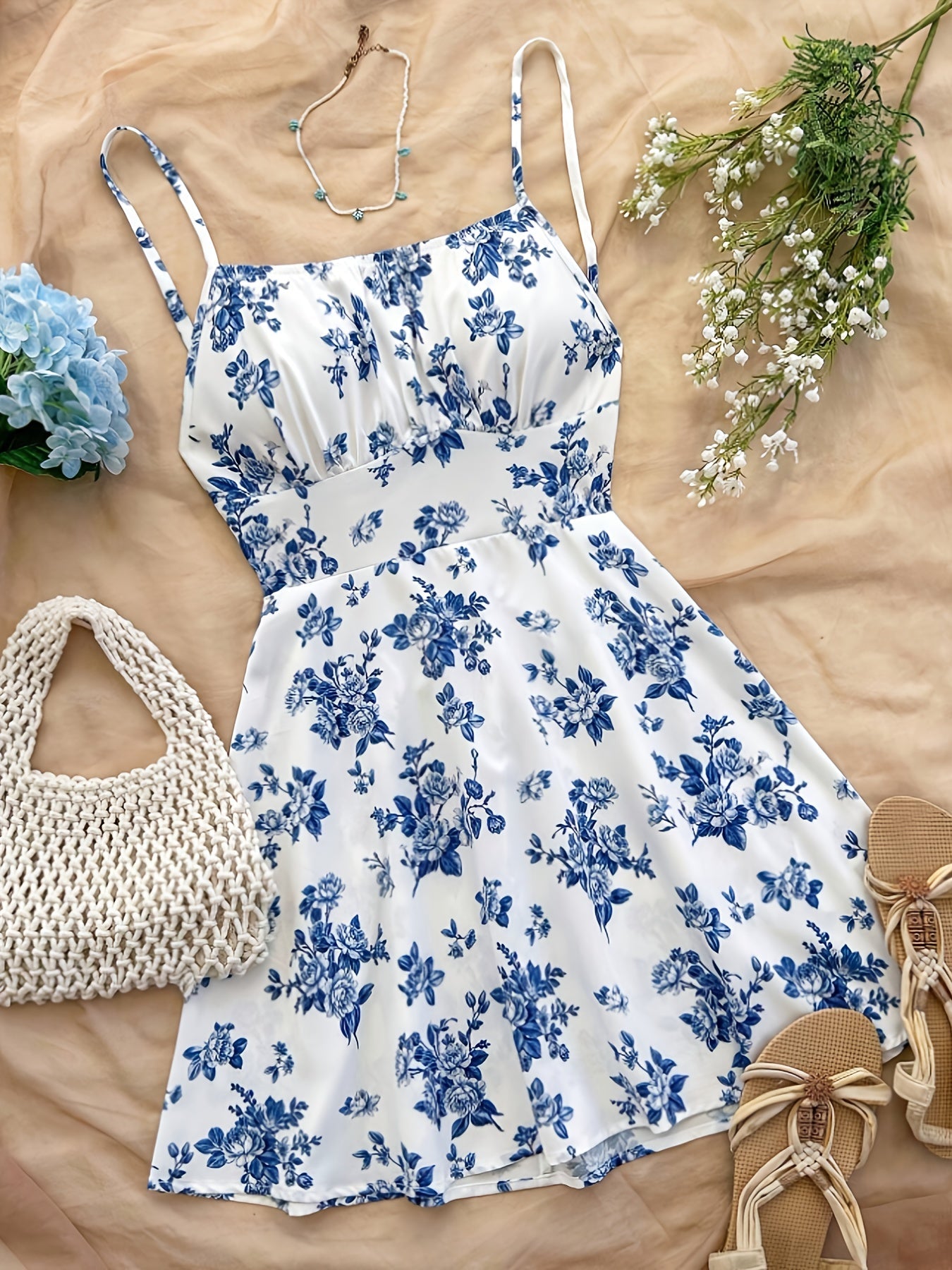 Damen Sommerkleid mit Blumenmuster im Boho-Stil – Perfekt für Urlaub & Freizeit
