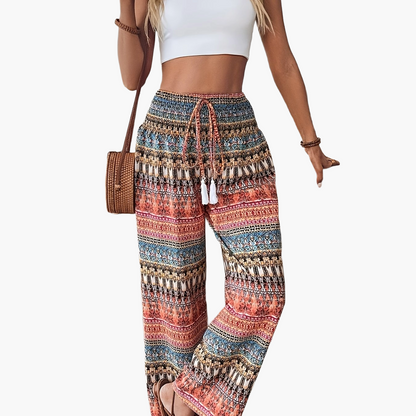Damen Boho Weite Bein Hose – Sommer Freizeit & Urlaub Style