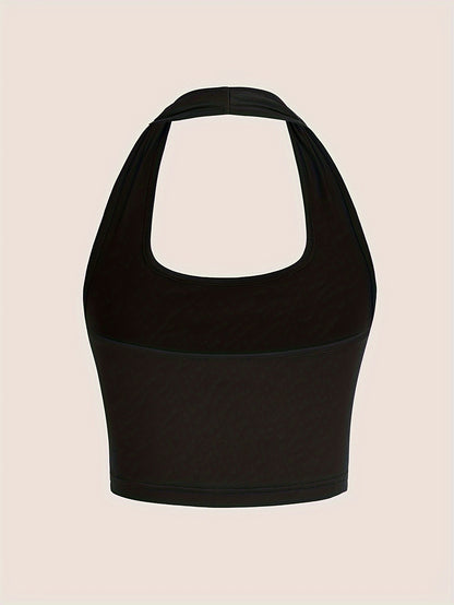 Damen Halterneck Crop Top – Rückenfrei, Sommer, Modisch, Freizeit