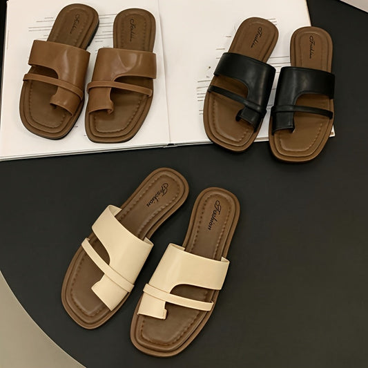 Damen Flache Casual Pantoletten – Offene Zehen, Bequeme Sommerschuhe für Alltag & Freizeit