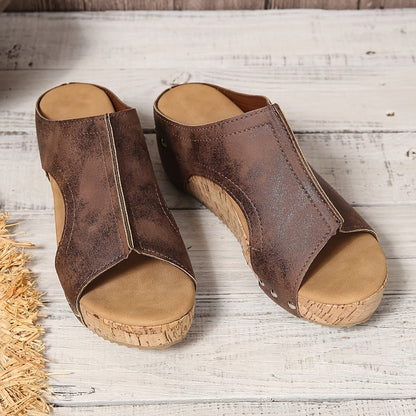 Damen Vintage Plateau Clogs Sandalen mit Keilabsatz – Bequeme Sommerschuhe für Freizeit und Alltag